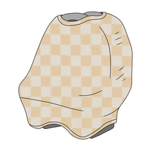 Load image into Gallery viewer, Butter Cream &amp; White Checkered Carseat Cover
