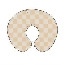 Load image into Gallery viewer, Butter Cream &amp; White Checkered Nursing Pillow Cover

