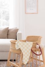 Load image into Gallery viewer, Butter Cream &amp; White Checkered Stretch Swaddle
