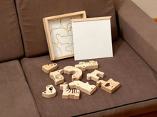 Load image into Gallery viewer, Wooden Safari Animal Puzzle Box for Toddlers

