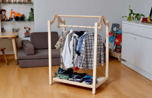 Load image into Gallery viewer, Montessori Wooden Wardrobe Set: Ideal Child Clothing Organizer

