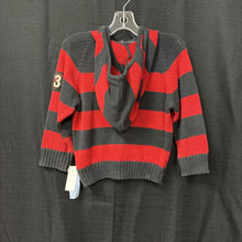 Load image into Gallery viewer, Zip-up stripe sweater w/hood
