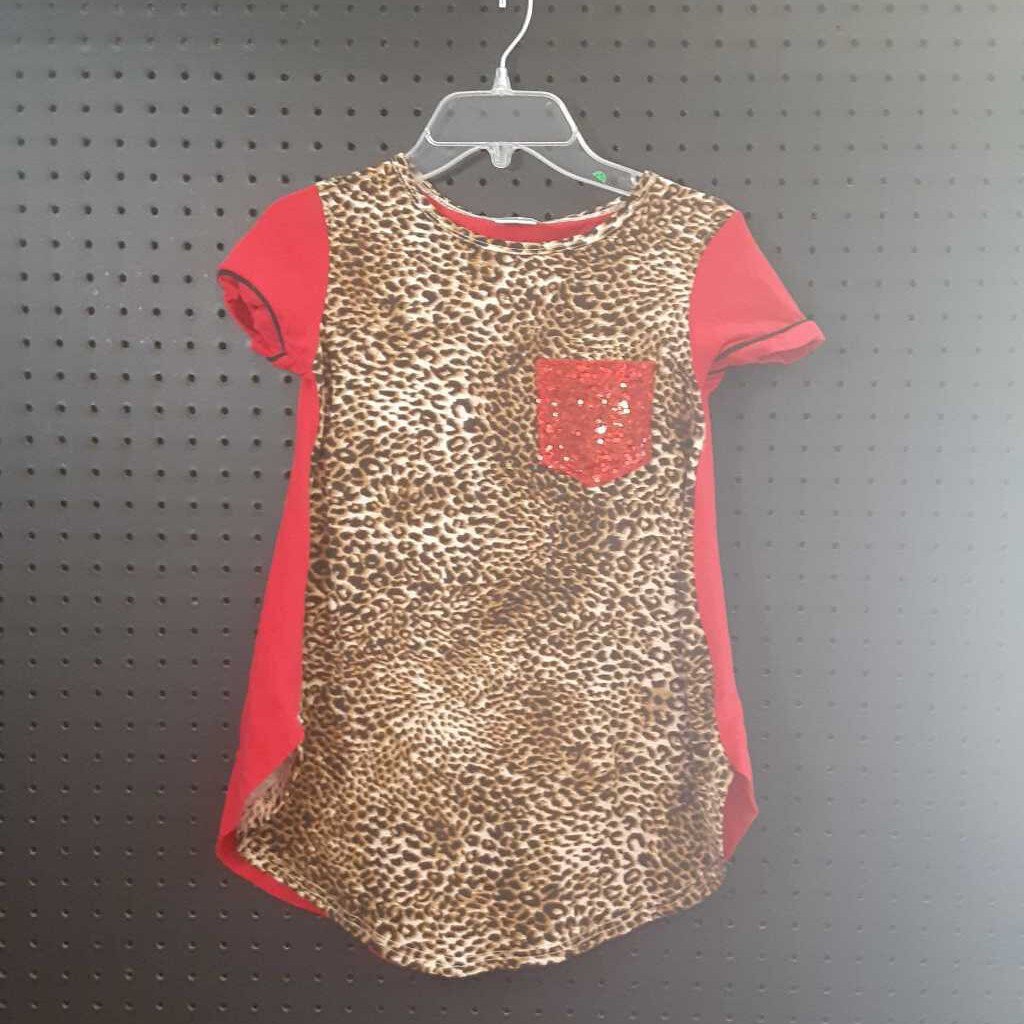 cheetah w/sequins pocket top