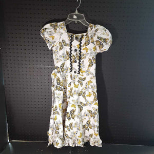 butterfly pattern dress w/ruffle bottom