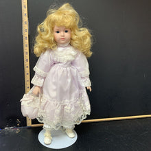 Load image into Gallery viewer, Lace dress porcelain doll collectable w/ stand
