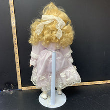 Load image into Gallery viewer, Lace dress porcelain doll collectable w/ stand
