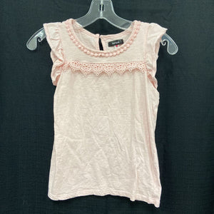 sleeveless top w/lace trim