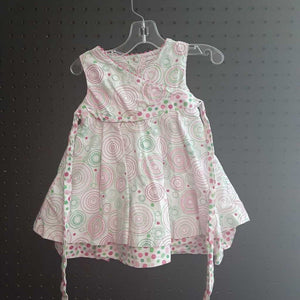 sleeveless multi circle dress w/polka dot belt