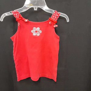 sleeveless top w/sequin flower&polka dot straps
