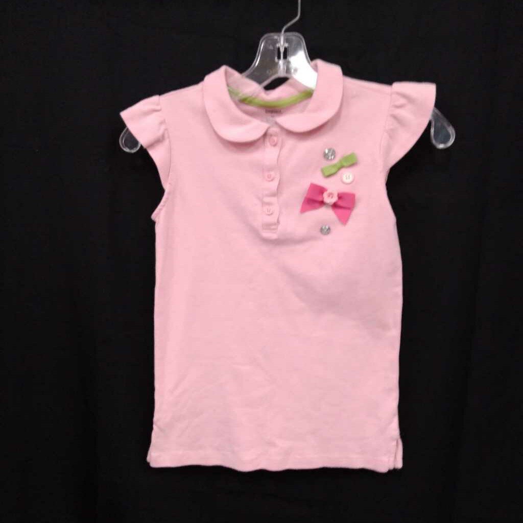 sleeveless collar top w/buttons&bows