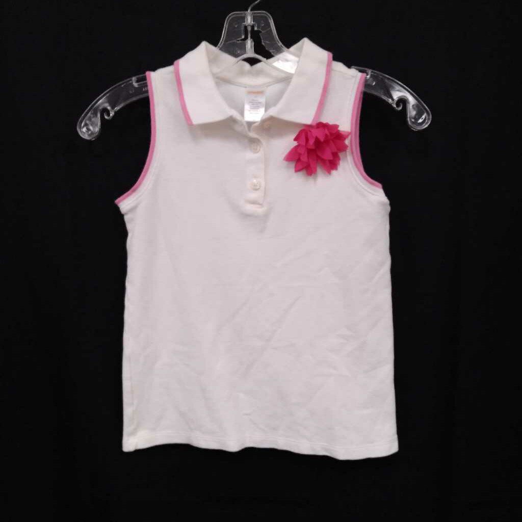 sleeveless polo top w./flower
