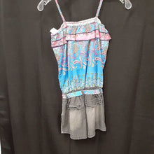 Load image into Gallery viewer, spaghetti strap paisely top w/attached denim shorts
