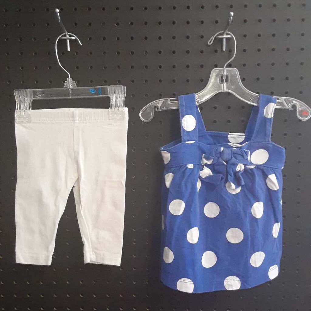 2pc sleeveless polka dot outfit
