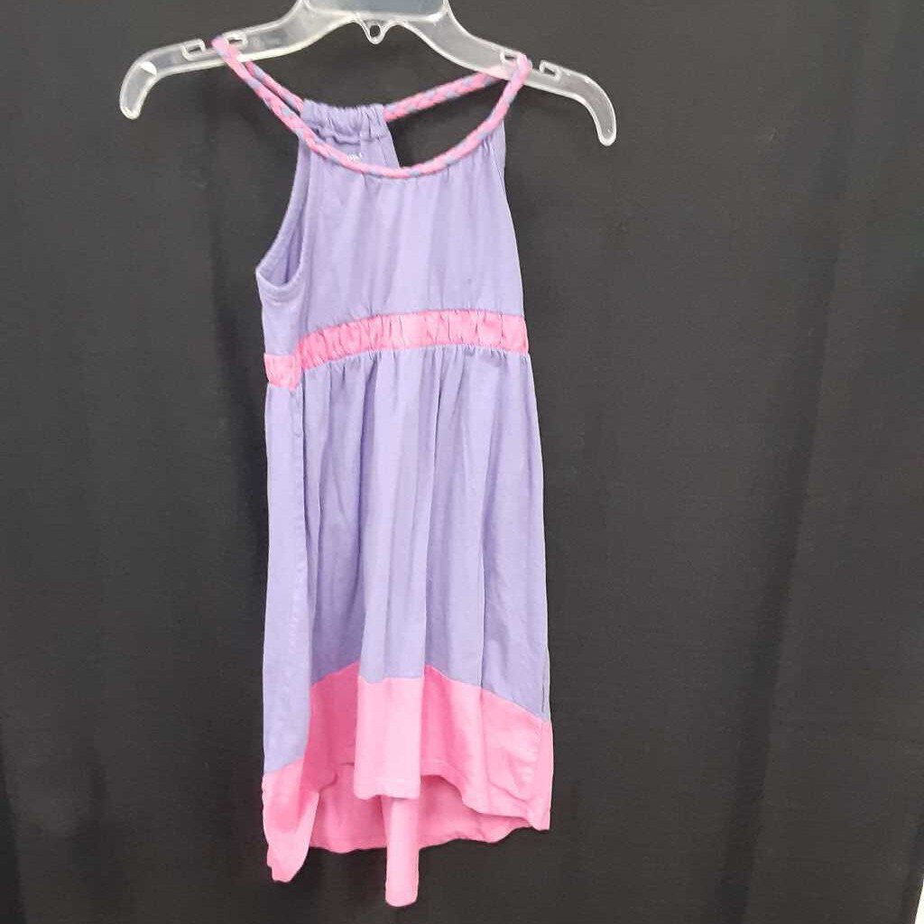 sleeveless braided strap striped dress
