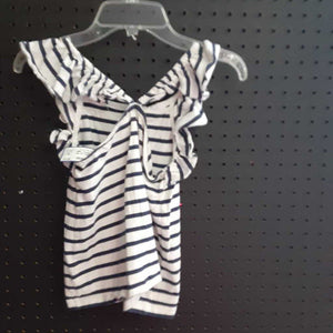 Striped tank top w/ ruffle shoulders