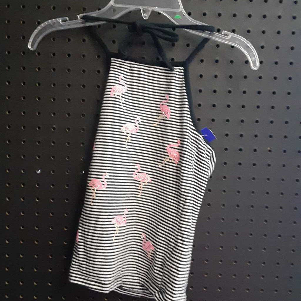 Striped flamingo halter tank top