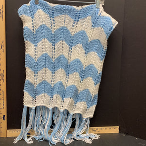 knitted chevron blanket w/ tassels