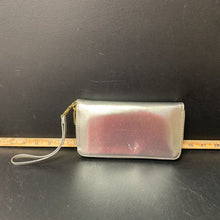 Load image into Gallery viewer, Silver Clutch Bag with Bow &amp; wriststrap

