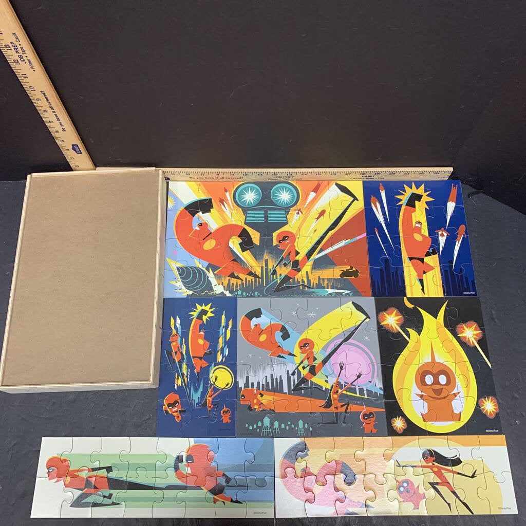 7pk wooden puzzle w/box