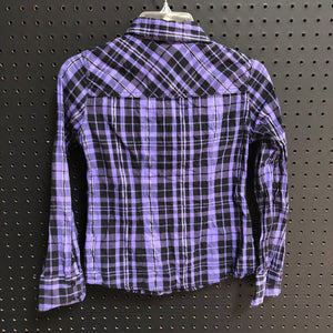plaid button down top