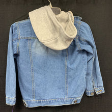 Load image into Gallery viewer, girl&#39;s hooded denim sweatshirt zipper jacket
