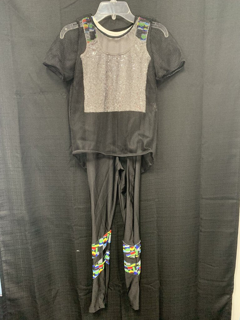 2pc leotard w/ mesh shirt costume