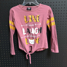 Load image into Gallery viewer, "Live forever,laugh and always love" top w/stripe arm
