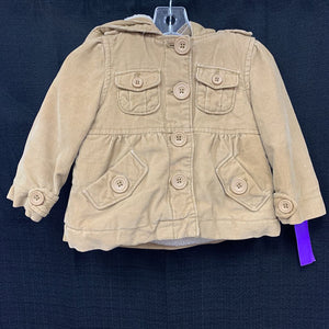 Corduroy button hooded coat