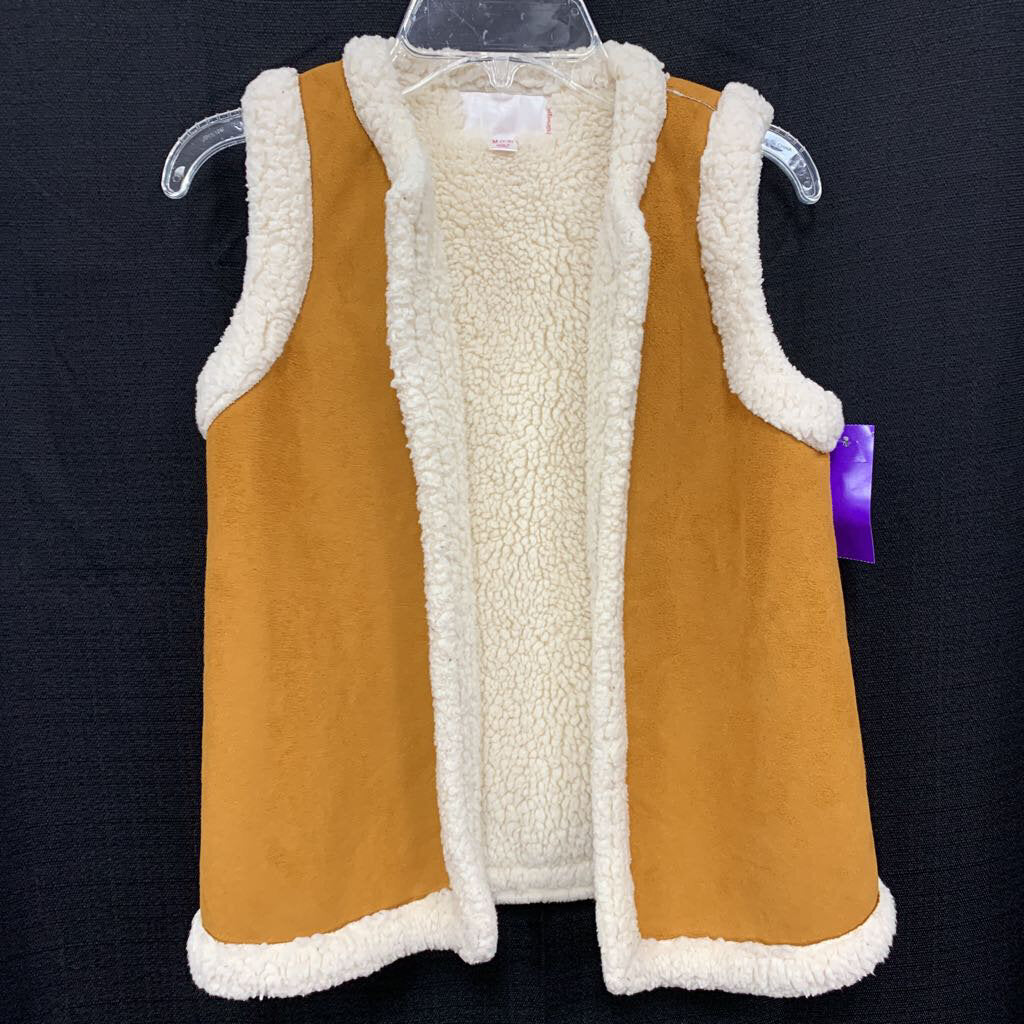 fleece sleeveless open sweater
