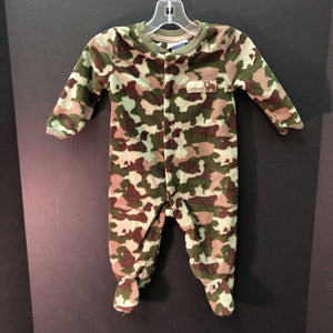 "Happy Camper" camo button sleepwear w/feet