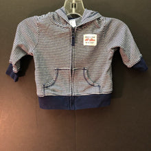 Load image into Gallery viewer, "Daddy's all-star tiny but mighty" hooded stripe zip sweatshirt w/pocket
