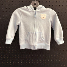 Load image into Gallery viewer, hooded stripe zip bear sweatshirt w/pocket
