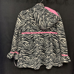 hooded zebra button coat