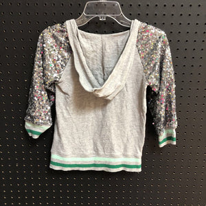 hooded sequin tiger top