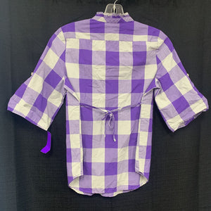 half button plaid top