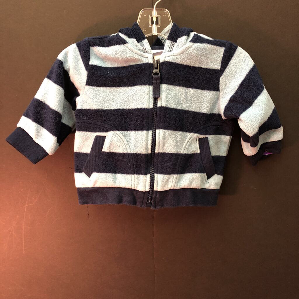 stripe zip hooded sweatshirt w/pocket