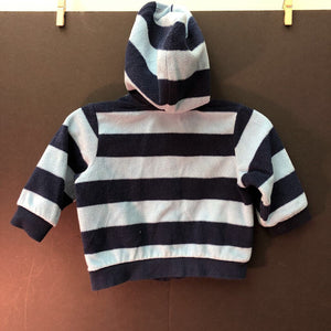 stripe zip hooded sweatshirt w/pocket