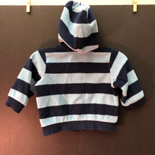 Load image into Gallery viewer, stripe zip hooded sweatshirt w/pocket

