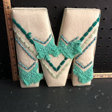 Load image into Gallery viewer, Fabric "M" w/ tassels/ gems
