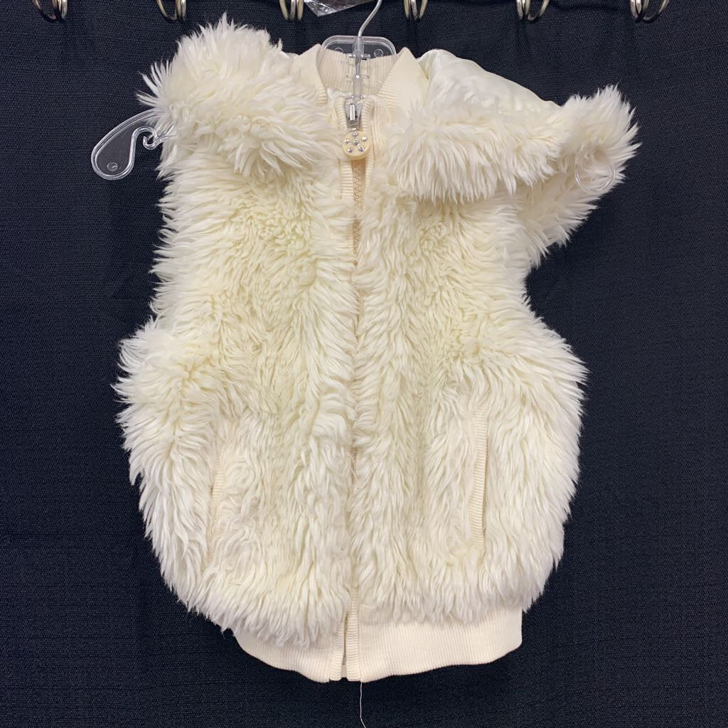 sleeveless faux fur hooded coat