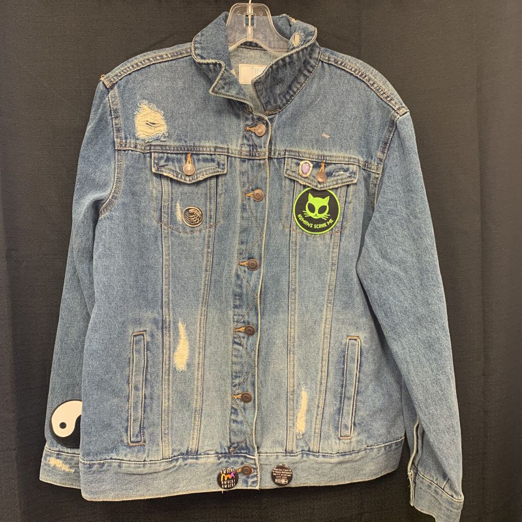 Adult/jr button up denim winter jacket