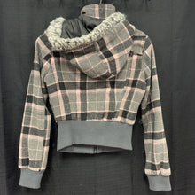 Load image into Gallery viewer, Girls hooded plaid winter jacket
