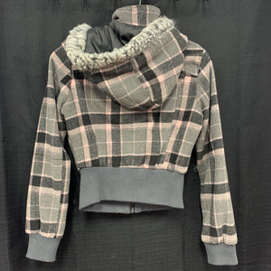 Girls hooded plaid winter jacket