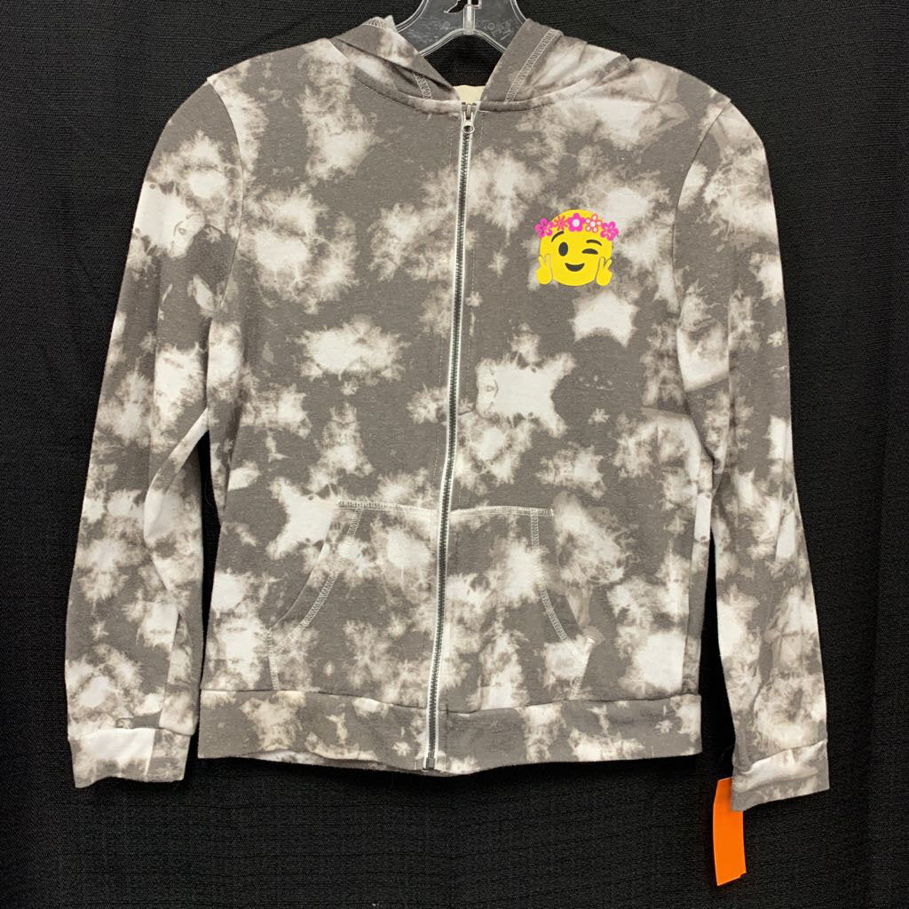 tie dye hooded zip up jacket