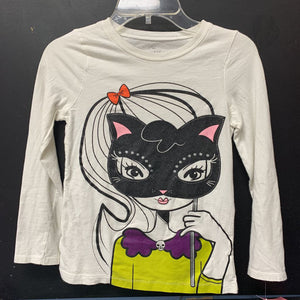 Cat Mask Girl Halloween Top