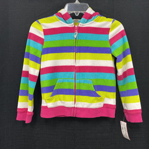 Fleece hooded striped sweatshirt