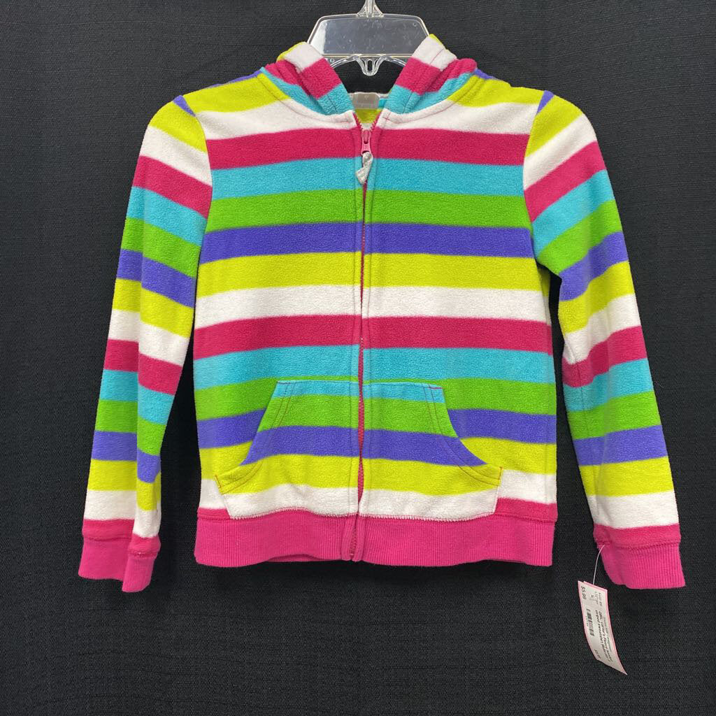 Fleece hooded striped sweatshirt