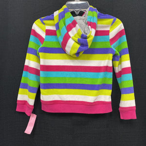 Fleece hooded striped sweatshirt