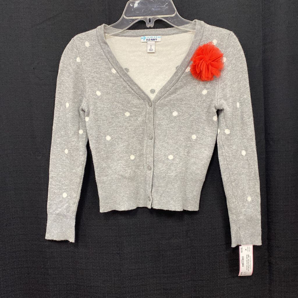 Polka dot flower button sweater