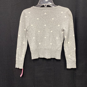 Polka dot flower button sweater